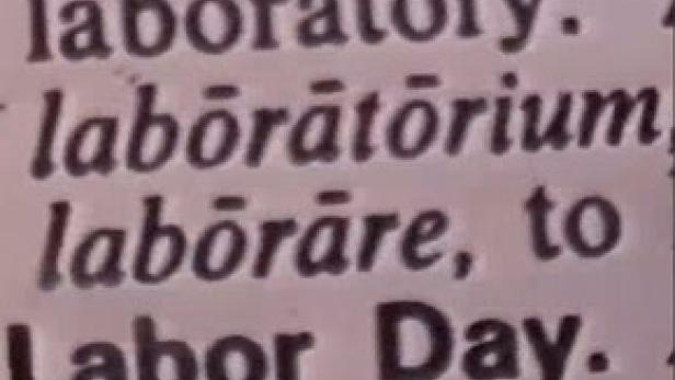 Ein Ausschnitt aus einem Wörterbuch zeigt das Wort „Labor“.
