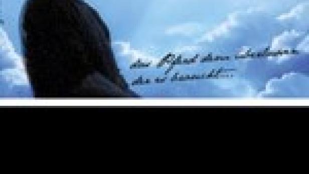 Ein Mann blickt in den Himmel; Filmposter für „Hans im Glück“.