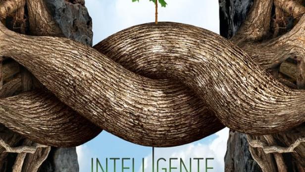 Das Filmplakat für „Intelligente Bäume – Der Dokumentarfilm“ zeigt einen Baum zwischen Felsen.