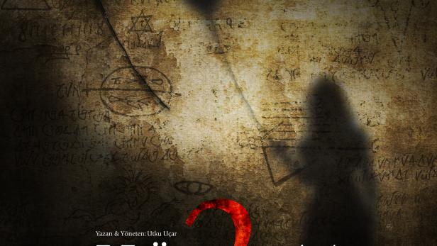 Das Filmplakat für „Hüddam 2“ zeigt einen roten Ballon vor einer Wand mit okkulten Zeichen.