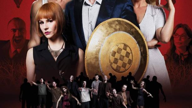 Das Filmplakat für „Posljednji Srbin u Hrvatskoj“ zeigt eine Gruppe von Überlebenden und Zombies.