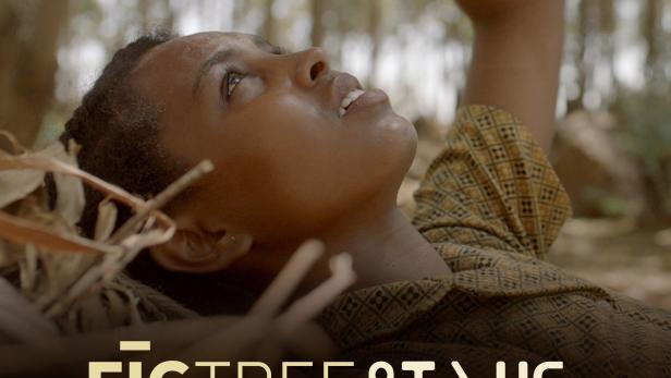 Das Filmplakat für „Fig Tree“ zeigt eine junge Frau, die im Gras liegt und in den Himmel schaut.
