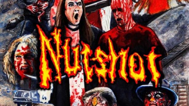 Das Filmplakat für „Nutshot“ zeigt eine Gruppe blutverschmierter Zombies.
