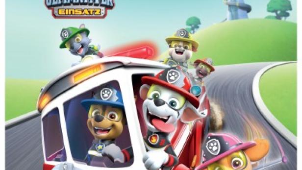 Die Paw Patrol-Welpen fahren in ihrem Einsatzfahrzeug zu einem „Ultimativen Kino Einsatz“.