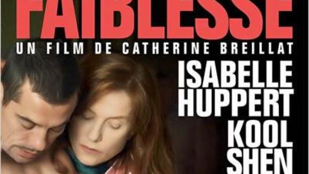 Das Filmplakat für „Missbrauch der Schwäche“ mit Isabelle Huppert und Kool Shen.