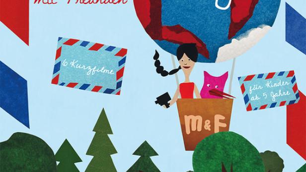 Ein animiertes Poster für „Mo & Friese unterwegs mit Freunden“, ein Kurzfilmfestival für Kinder ab 5 Jahren.