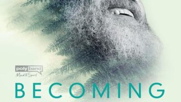Das Filmplakat für „Becoming Nobody“ zeigt das Gesicht von Ram Dass, das mit einem Wald verschmilzt.