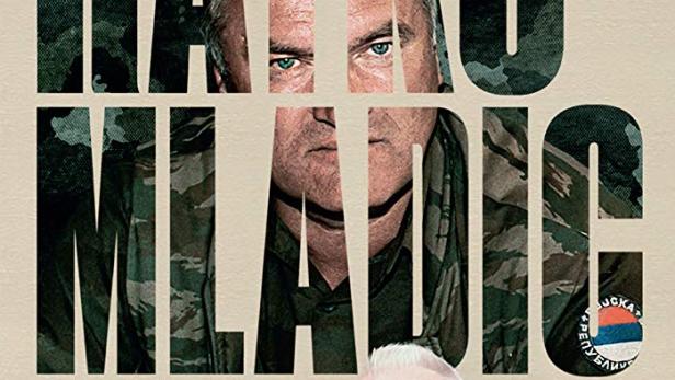 Das Filmplakat für „The Trial of Ratko Mladic“ zeigt Ratko Mladic vor einem Schriftzug mit seinem Namen.