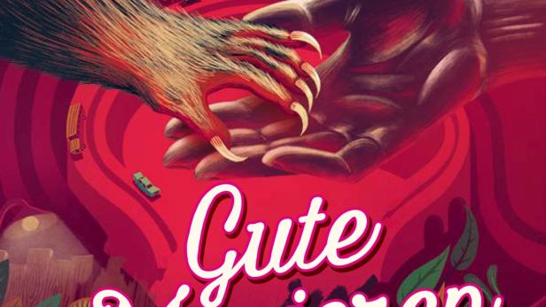 Das Filmplakat für „Gute Manieren“ zeigt eine Wolfshand, die eine menschliche Hand berührt.