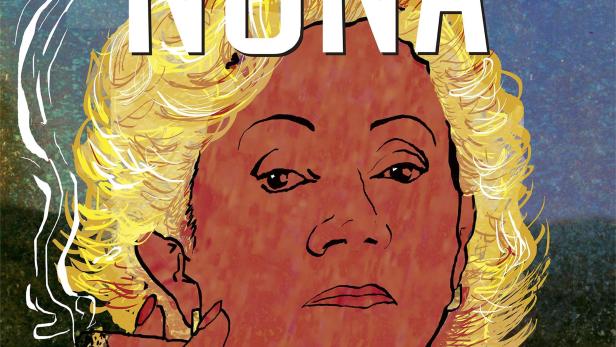 Das stilisierte Filmplakat für „Nona“ zeigt eine rauchende Frau mit blonden Haaren.