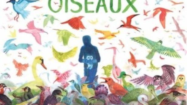 Das Filmplakat für „L'Île aux Oiseaux“ zeigt stilisierte Vögel und eine menschliche Silhouette.