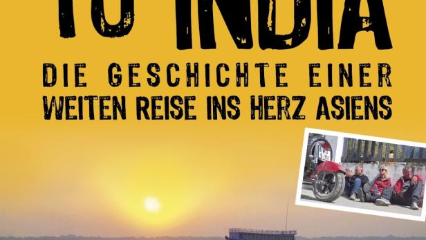 Das Filmplakat für „Elephant to India“ zeigt eine Reise durch Asien mit drei Abenteurern und zwei Vespas.