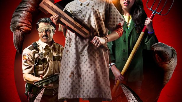 Das Filmplakat für „Snatchers“ zeigt eine junge Frau mit einer Waffe, umgeben von Monstern.