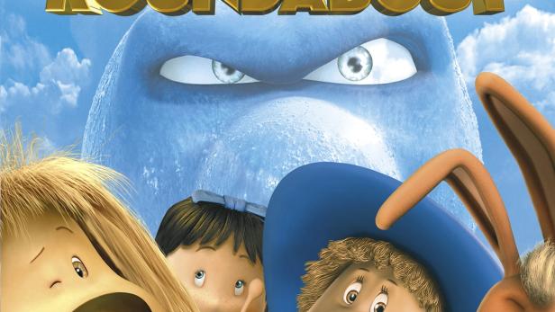 Das Filmplakat für „The Magic Roundabout“ zeigt animierte Charaktere vor einem blauen Hintergrund.