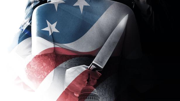Das Filmplakat für „Affairs of State“ zeigt drei Personen vor dem Hintergrund des Kapitols und der US-Flagge.