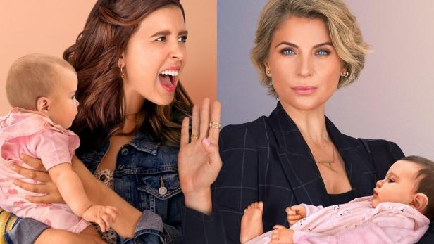 Das Poster für die Netflix-Serie „Madre solo hay dos“ zeigt zwei Frauen mit Babys.