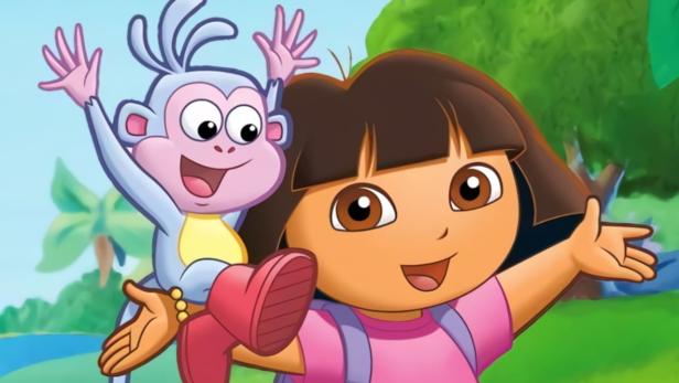 Dora und Boots, der Affe, aus der Zeichentrickserie „Dora the Explorer“.
