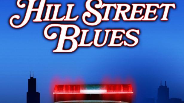 Das Filmplakat für „Hill Street Blues“ zeigt Polizisten und ein Polizeiauto.