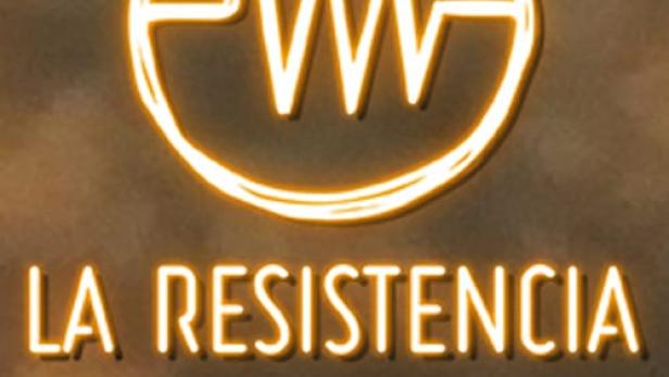 Das Logo der Fernsehsendung „La Resistencia“ mit einem Widerstandssymbol.