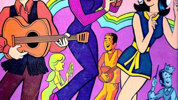 Das Cover eines „Sabrina and the Archies“-Malbuchs mit den Comicfiguren, die Musikinstrumente spielen.