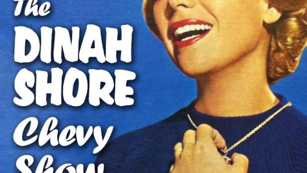 Werbeplakat für „The Dinah Shore Chevy Show“ mit Dinah Shore, die lächelt.