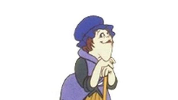 Eine animierte Figur aus der „The Carol Burnett Show“ wischt den Boden.
