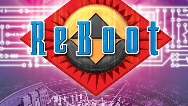 Das Cover der „Definitive Mainframe Edition“ von „ReBoot“ zeigt eine stilisierte Stadt im Computerinneren.