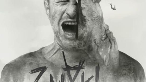 Das Filmplakat für „Znaki“ zeigt ein Gesicht, das zur Hälfte aus Fels besteht.