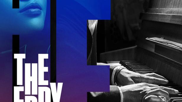 Ein Mann spielt Klavier, im Hintergrund das Gesicht einer jungen Frau und der Titel „The Eddy“.