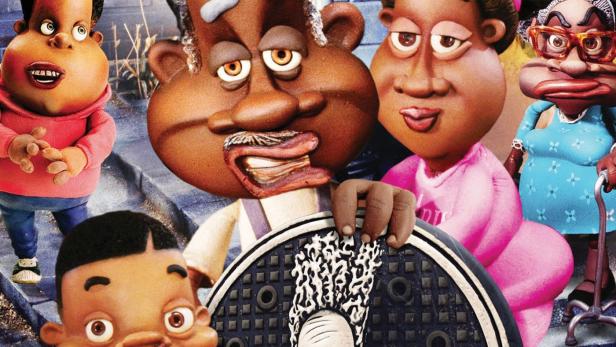 Das animierte Filmplakat für „The PJs“ mit Eddie Murphy als Synchronsprecher.