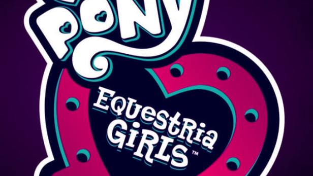 Das Logo für „My Little Pony: Equestria Girls“ vor einem dunklen Hintergrund.