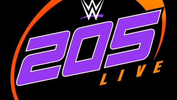 Das Logo von WWE 205 Live vor einem schwarzen Hintergrund.