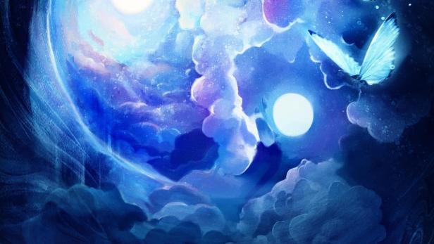 Das Poster für den Film „Once Upon a Time in Lingjian Mountain“ zeigt eine Fantasiewelt mit Schmetterlingen.