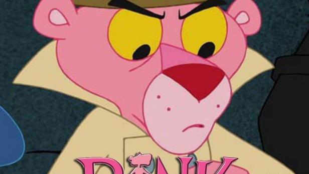 Der rosarote Panther als Detektiv mit Trenchcoat und Hut in „Pink Panther and Pals“.