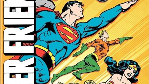 Das Cover der ersten Staffel von „Super Friends“ mit Batman, Robin, Superman, Aquaman und Wonder Woman.