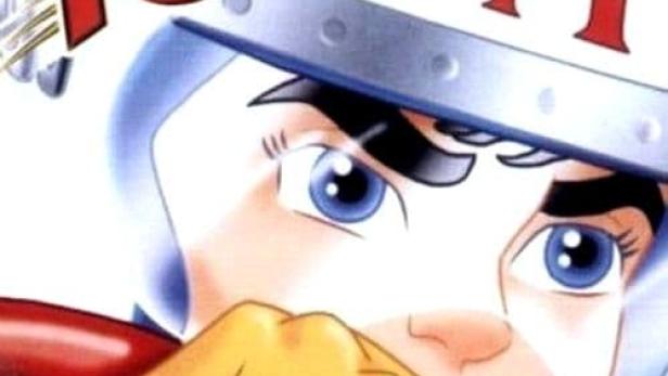 Das Cover von „Speed Racer“ zeigt den Rennfahrer mit seinem Helm und dem Buchstaben M.