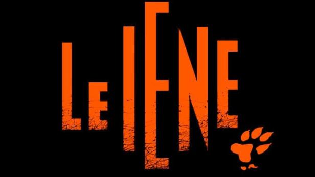 Das Wort „LEFENE“ in orangefarbener Schrift mit einer Tatze auf schwarzem Hintergrund.