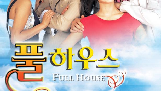 Das Filmplakat für die koreanische Fernsehserie „Full House“ mit vier jungen Darstellern vor einem Haus.