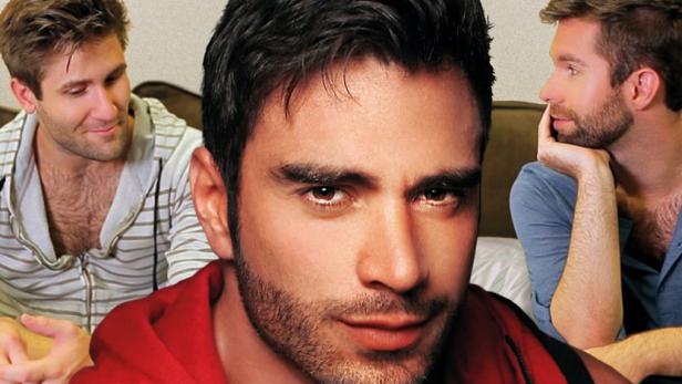 Das Filmplakat für „Mehr Geschichten aus Nachbars Bett“ zeigt drei Männer.