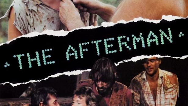 Das Filmplakat für „The Afterman“ zeigt eine Frau in Not und eine Gruppe von Männern.