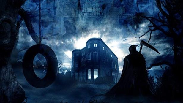 Das Filmplakat für „Death“ zeigt den Tod vor einem unheimlichen Haus.