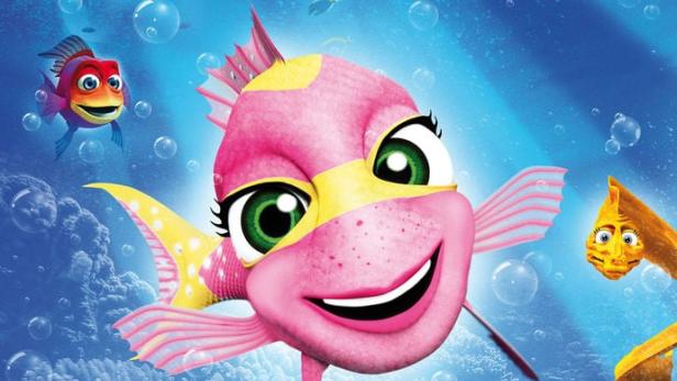 Das Poster für den Animationsfilm „Izzies Weg nach Hause“ mit bunten Fischen und anderen Meeresbewohnern.