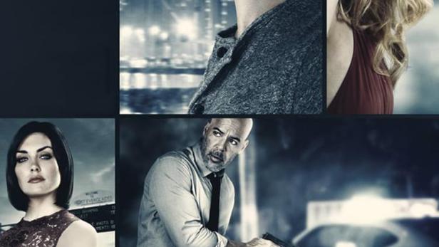 Das Filmplakat für „Below the Surface“ zeigt vier Personen und einen Polizisten mit gezogener Waffe.