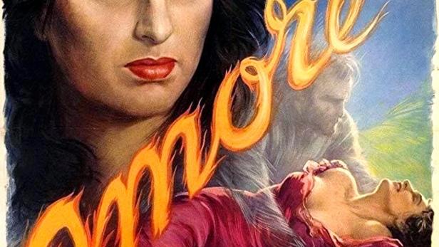 Das Filmplakat für „Amore“ zeigt Anna Magnani und Roberto Rossellini.