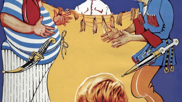 Das Filmplakat für „Kavkazskaya пленница“ zeigt eine stilisierte Entführungsszene.