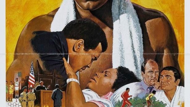 Das Filmplakat für „The Greatest“ zeigt Muhammad Ali als Boxer und wichtige Momente seines Lebens.