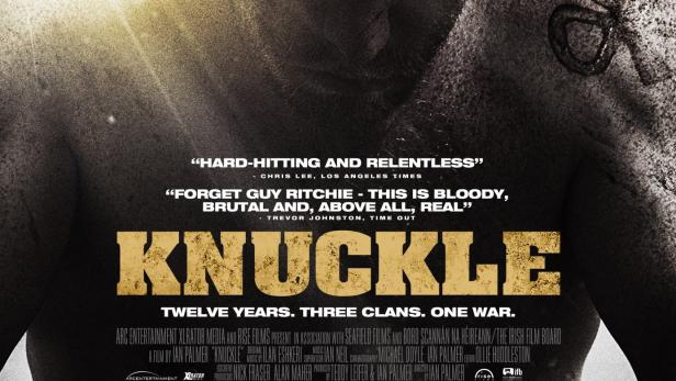 Das Filmplakat für „Knuckle“ zeigt einen blutigen Bare-Knuckle-Boxer.