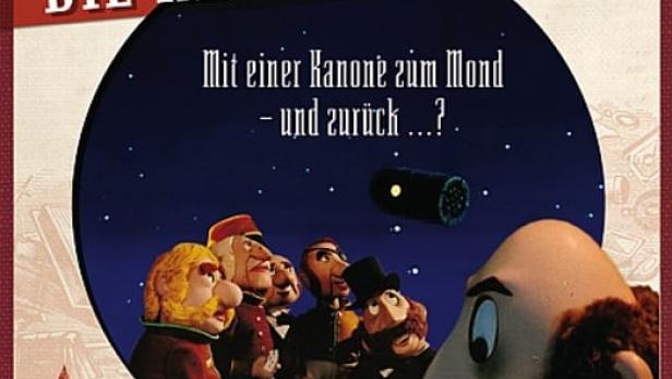 Das DVD-Cover von Jules Vernes „Die Reise zum Mond“ mit Marionettenfiguren.