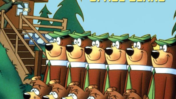 Das Filmplakat für „Yogi and the Invasion of the Space Bears“ zeigt eine Reihe von Bären und einen Park Ranger.