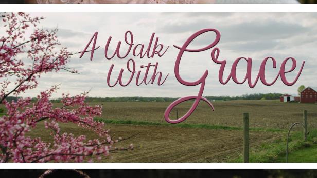 Das Filmposter für „A Walk With Grace“ zeigt eine Frau und eine ländliche Szene.